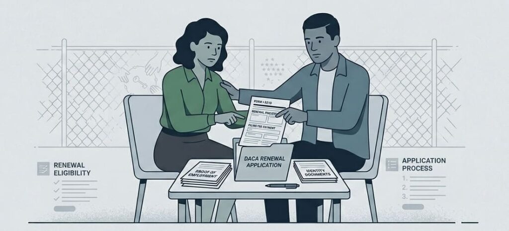 A couple seeing the DACA application form